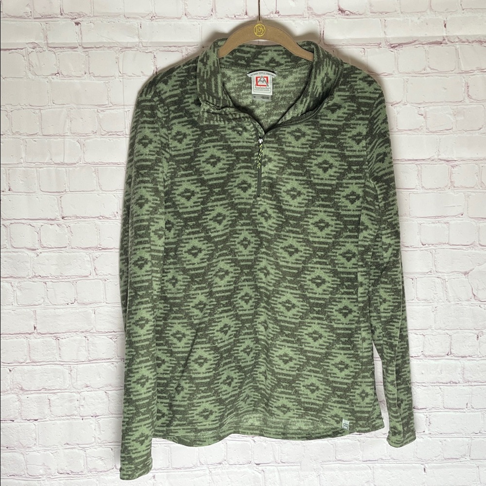 Avalanche Green Patterned‎ Fleece Pullover Sweatshirt Woman’s Size Medium